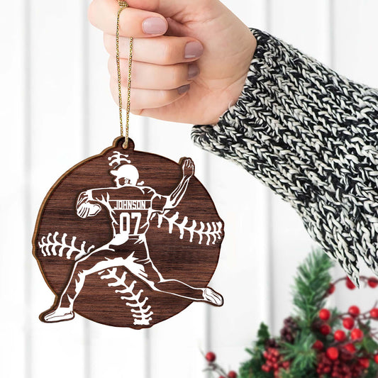 Baseball Season - Personalized Baseball 2 Layered Piece Ornament