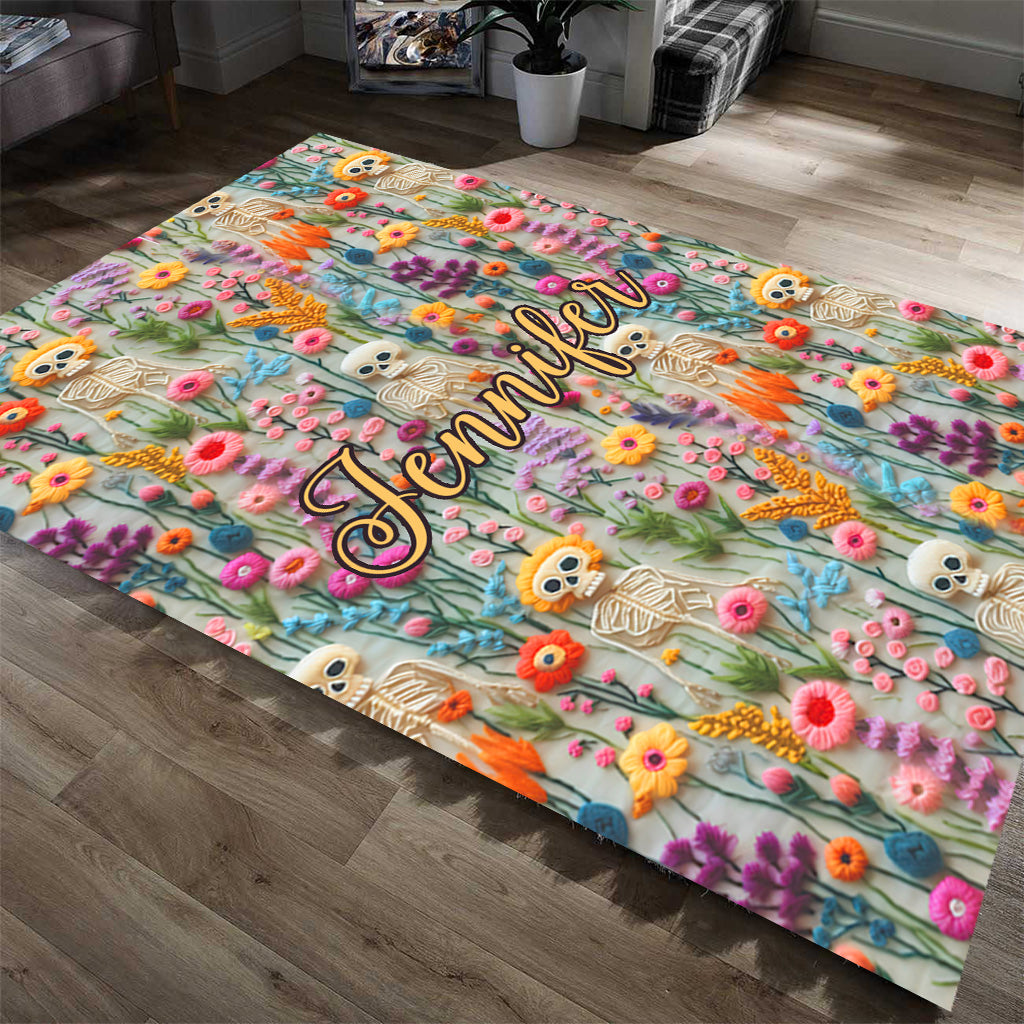 Floral Skeleton - Personalized Skull Rug
