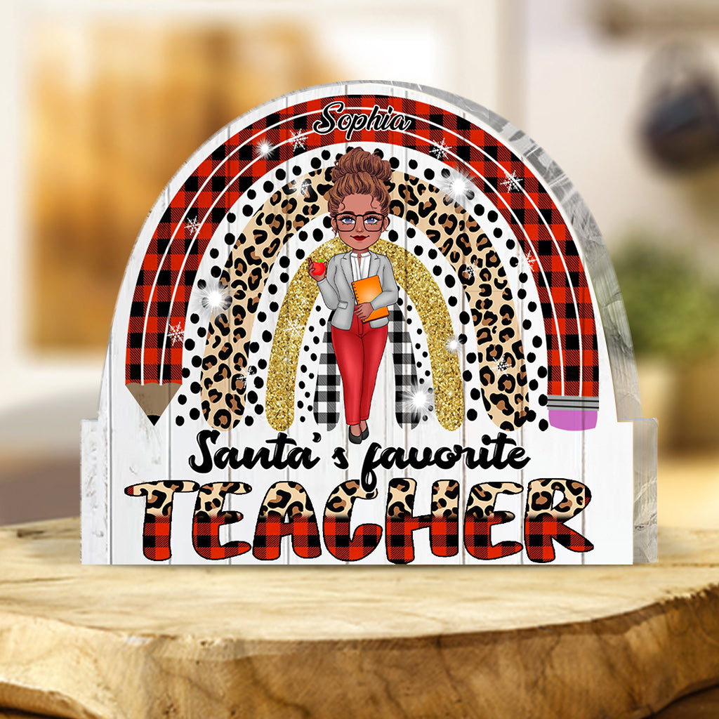 Santa's Favorite Teacher - Personalized Teacher Custom Shaped Acrylic Plaque