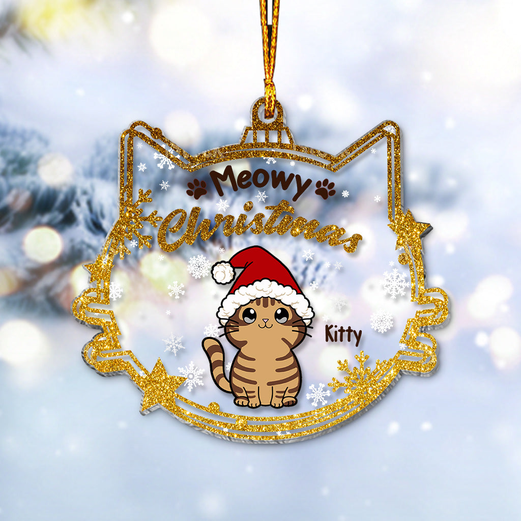 Meowy Christmas - Personalized Cat Layers Mix Ornament