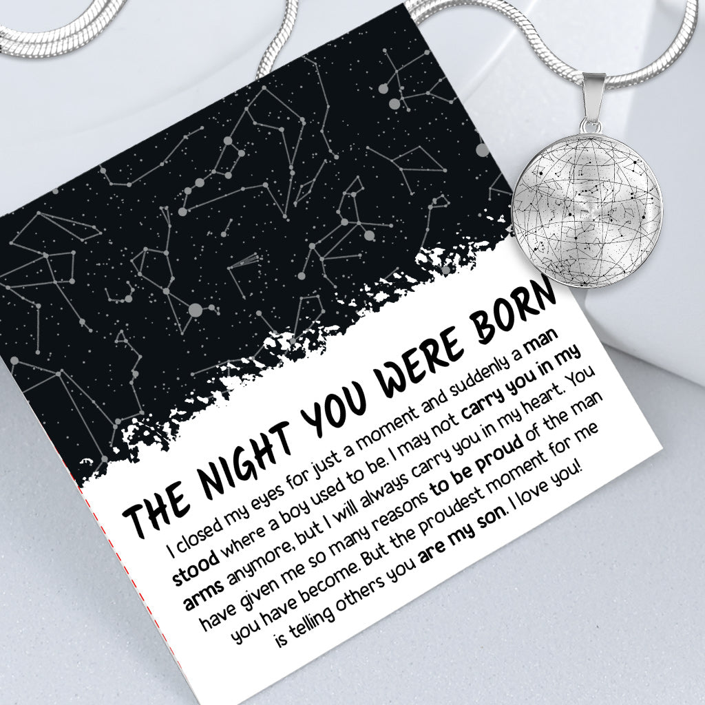 The Night You Were Born - Personalized Son Round Pendant Necklace