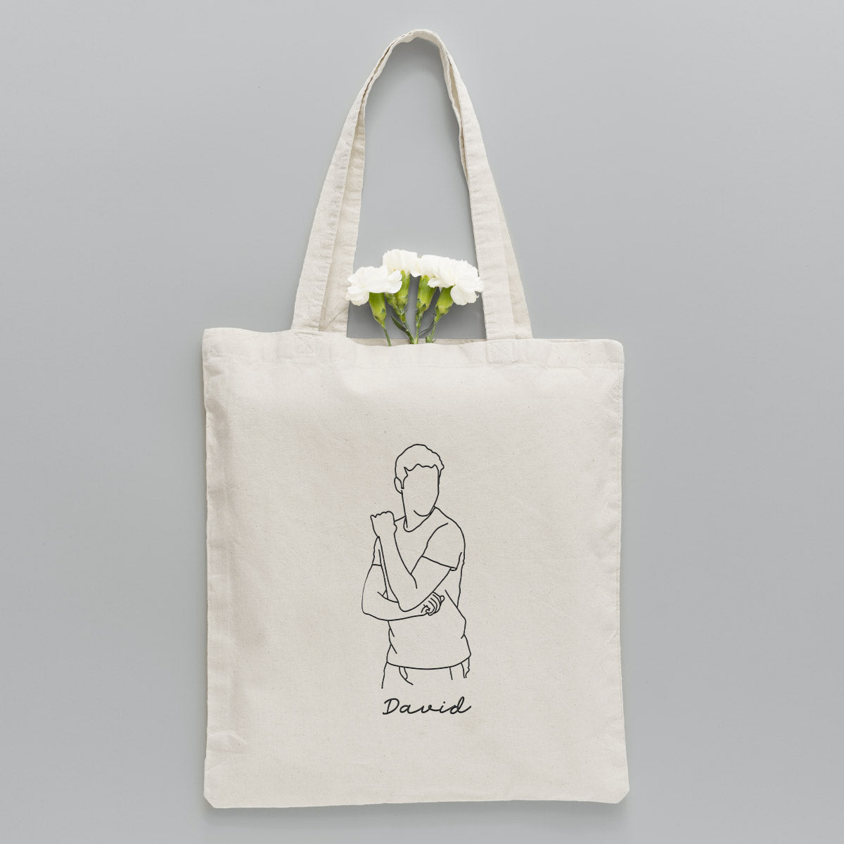 Custom Photo Line Art - Personalized Uncle Embroidered Tote Bag