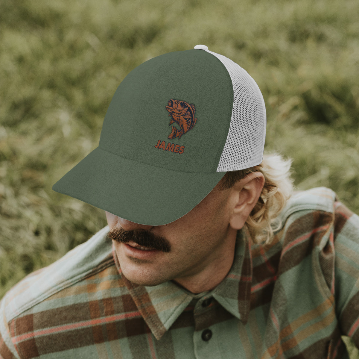 Bass Fishing Hat - Personalized Fishing Trucker Hat