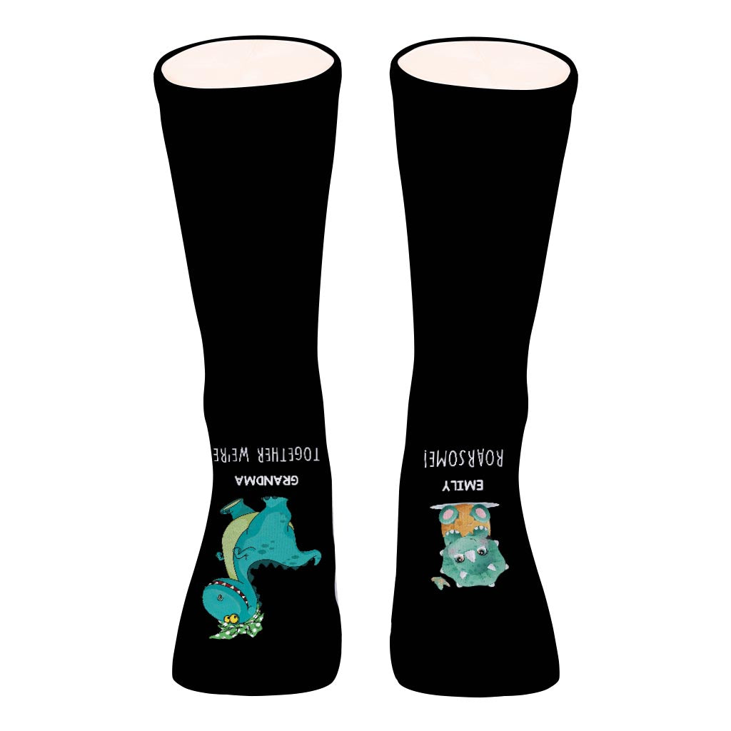 Together We're Roarsome - Gift for dad, grandma, grandpa, mom, uncle, aunt, brother, sister, son, daughter, granddaughter, grandson, new mom, new dad - Personalized Socks