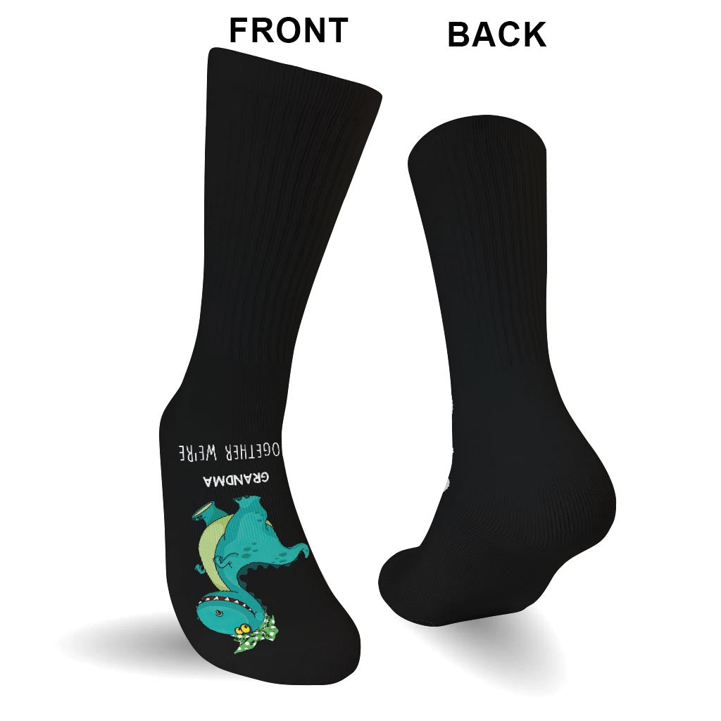 Together We're Roarsome - Gift for dad, grandma, grandpa, mom, uncle, aunt, brother, sister, son, daughter, granddaughter, grandson, new mom, new dad - Personalized Socks