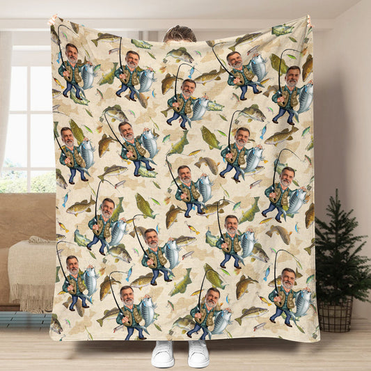 Photo Inserted Funny Fishing - Personalized Fishing Blanket