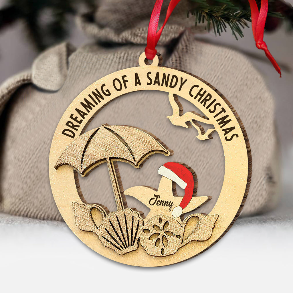 Dreaming White Sand Christmas - Personalized Sea Lover Ornament