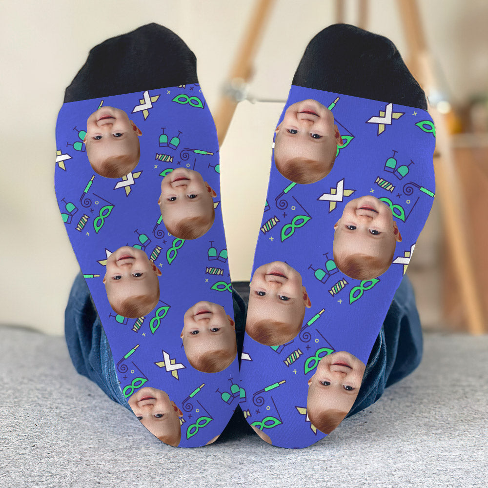 Custom Face Party Pattern - Personalized grandson Socks