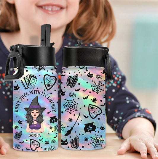 Don't F With My Energy - Personalized Witch Kids Water Bottle