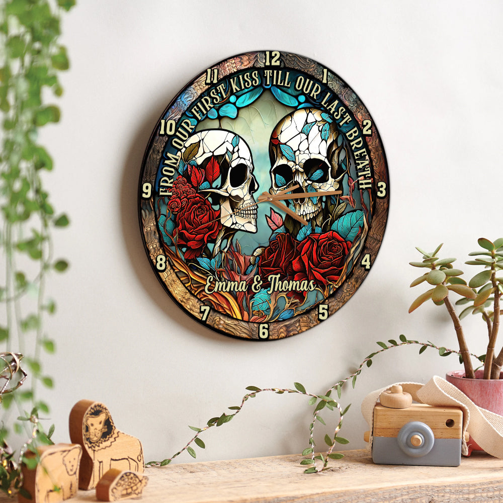 From Our First Kiss - Personalized Skull Wall Clock