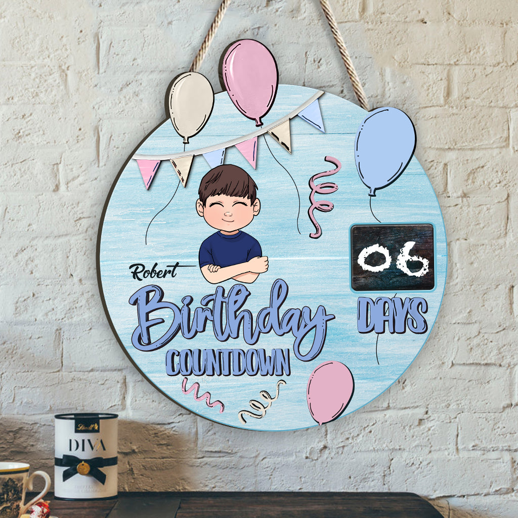 Birthday Countdown - Personalized Family Wood Sign