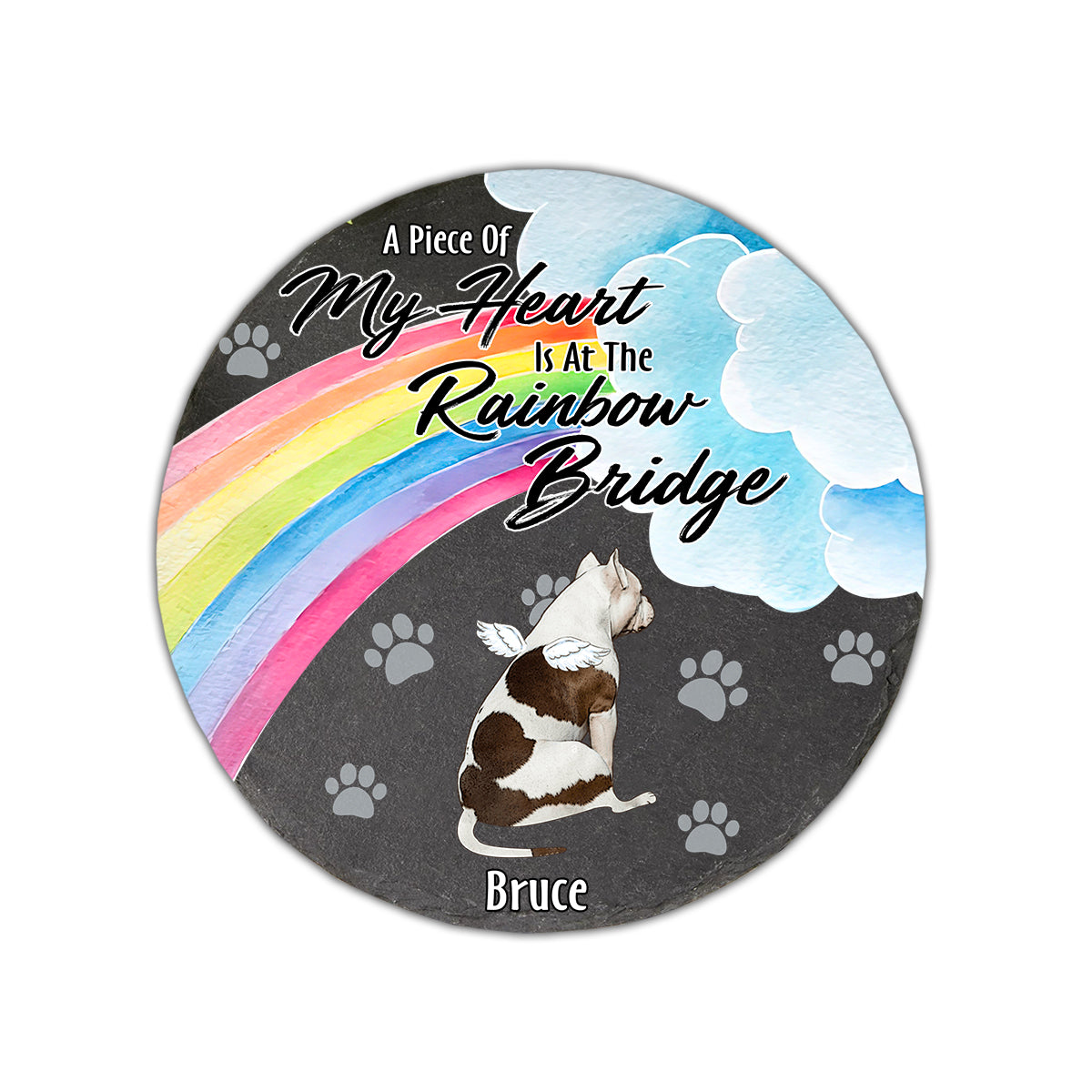 A Piece Of My Heart - Personalized Dog Round Shaped Stone