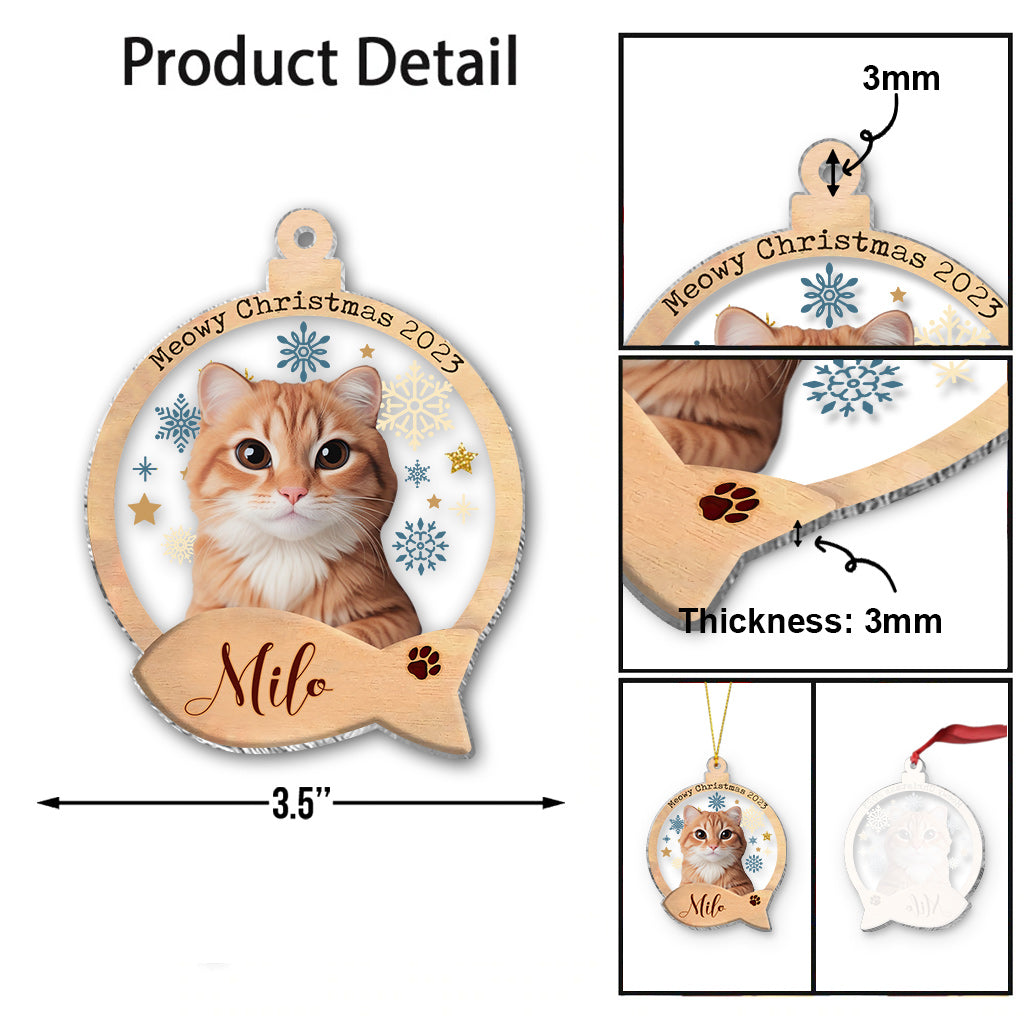 Custom Cartoonized Cat Photo - Gift for cat lovers - Personalized Transparent Ornament