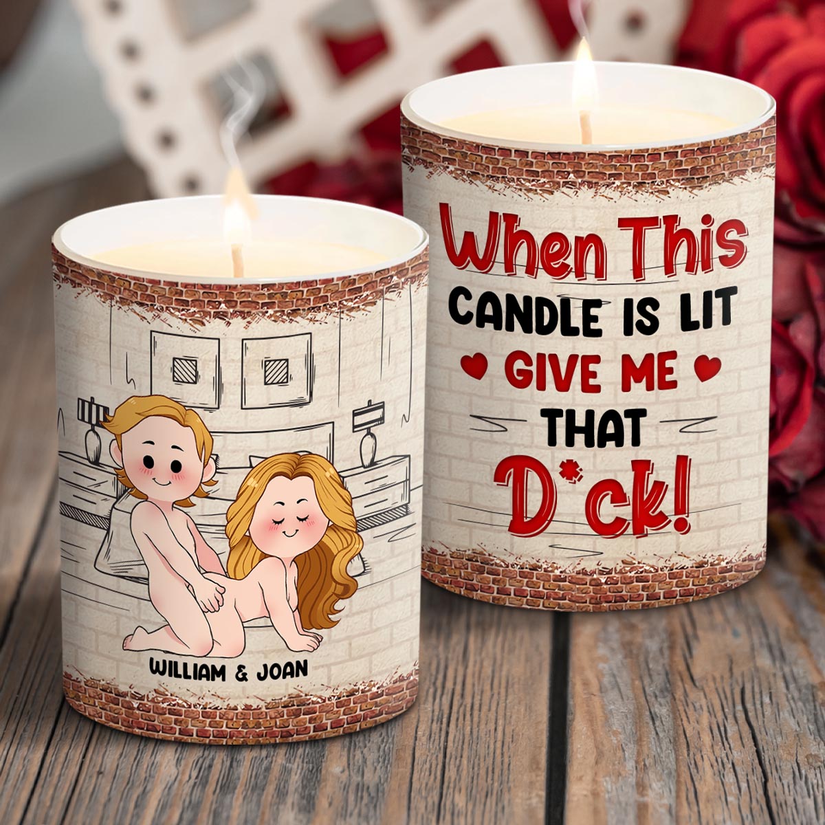 When This Candle Is Lid - Personalized Couple Candle With Wooden Lid