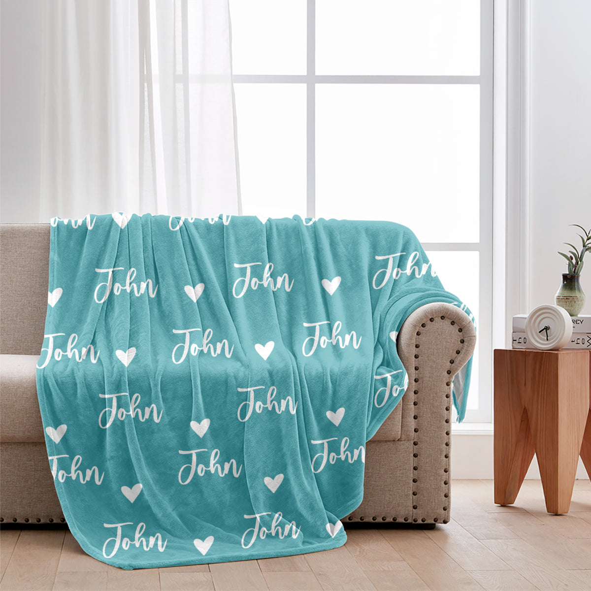 Custom Name Heart Pattern - Personalized Kid Blanket