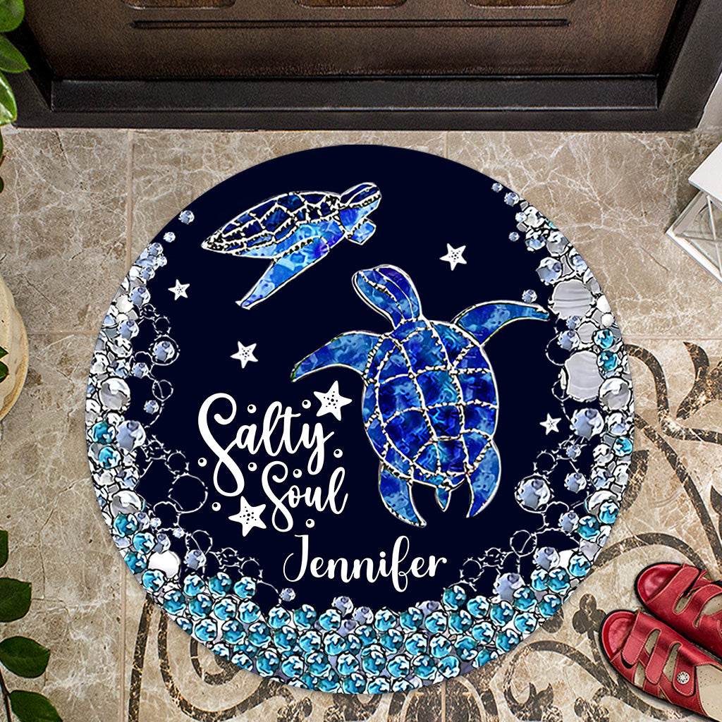 Salty Soul - Personalized Turtle Shaped Doormat