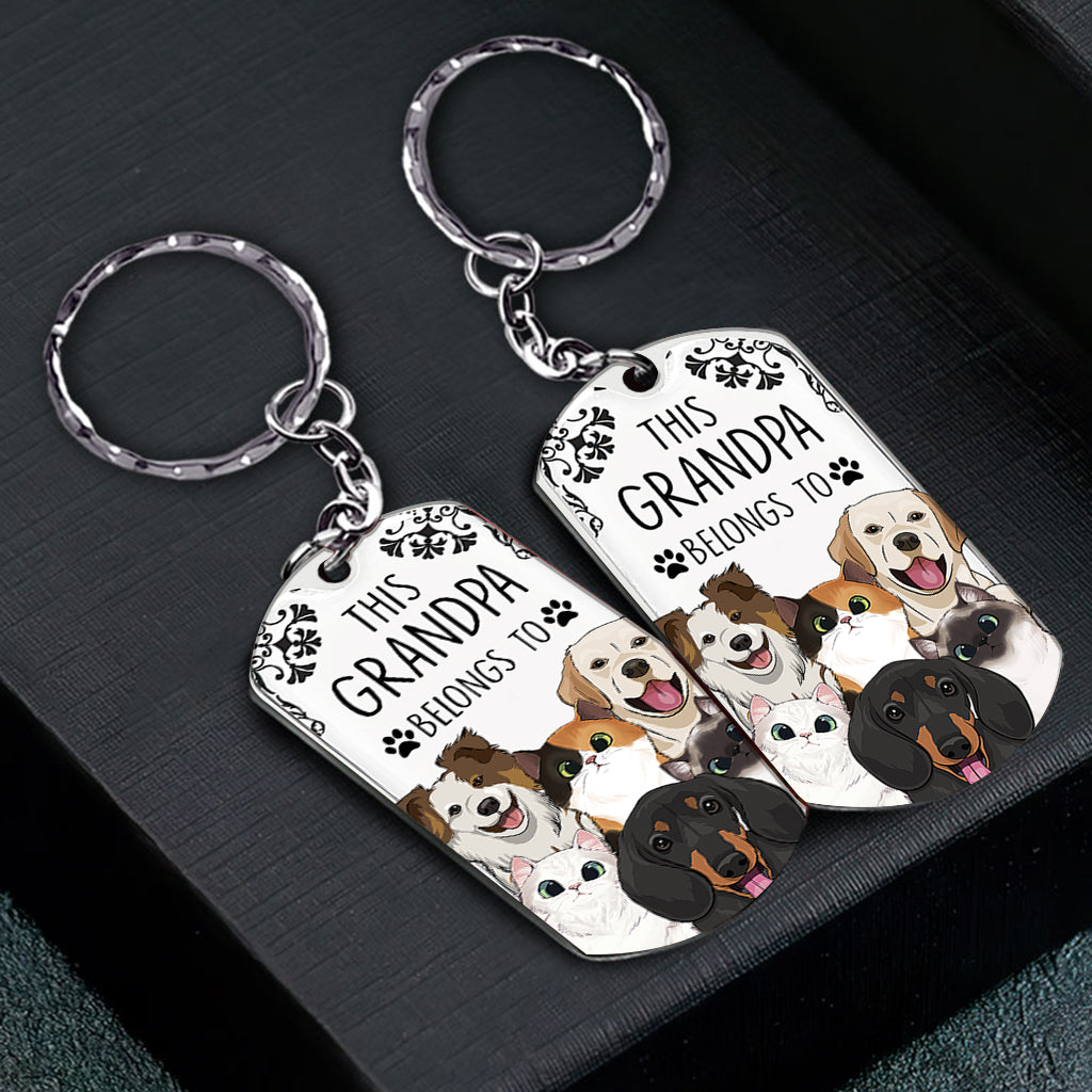 This Human Belongs To - Dog gift for cat lover - Personalized Stainless Steel Keychain