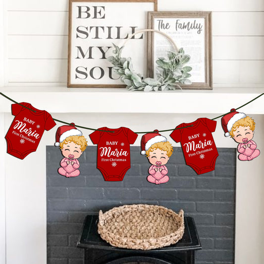 Baby 1st Christmas - Gift for Newborn - Personalized 6 Pieces Garland