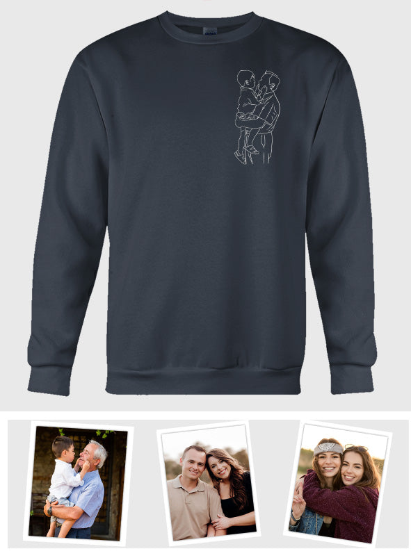 Custom Line Art - Personalized Grandpa Embroidered Sweater
