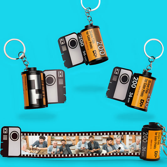 Personalized Film Roll Keychain - Gift for step dad - Personalized Film Roll Keychain