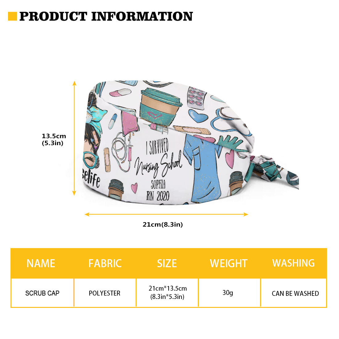 I Survived Nursing School - Personalized Nurse Scrub Cap