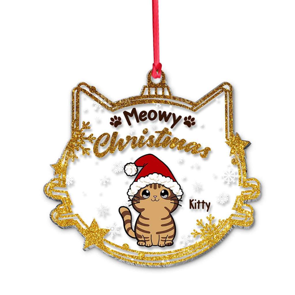 Meowy Christmas - Personalized Cat Layers Mix Ornament