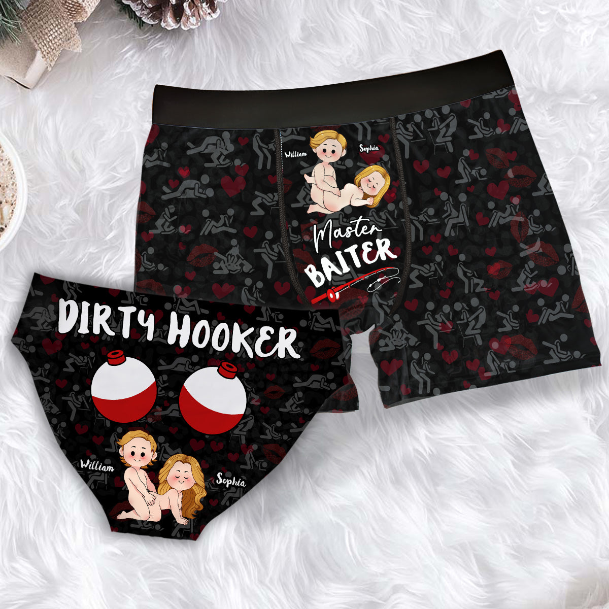 Master Baiter Dirty Hooker - Personalized Fishing Women Briefs & Men Boxer Briefs