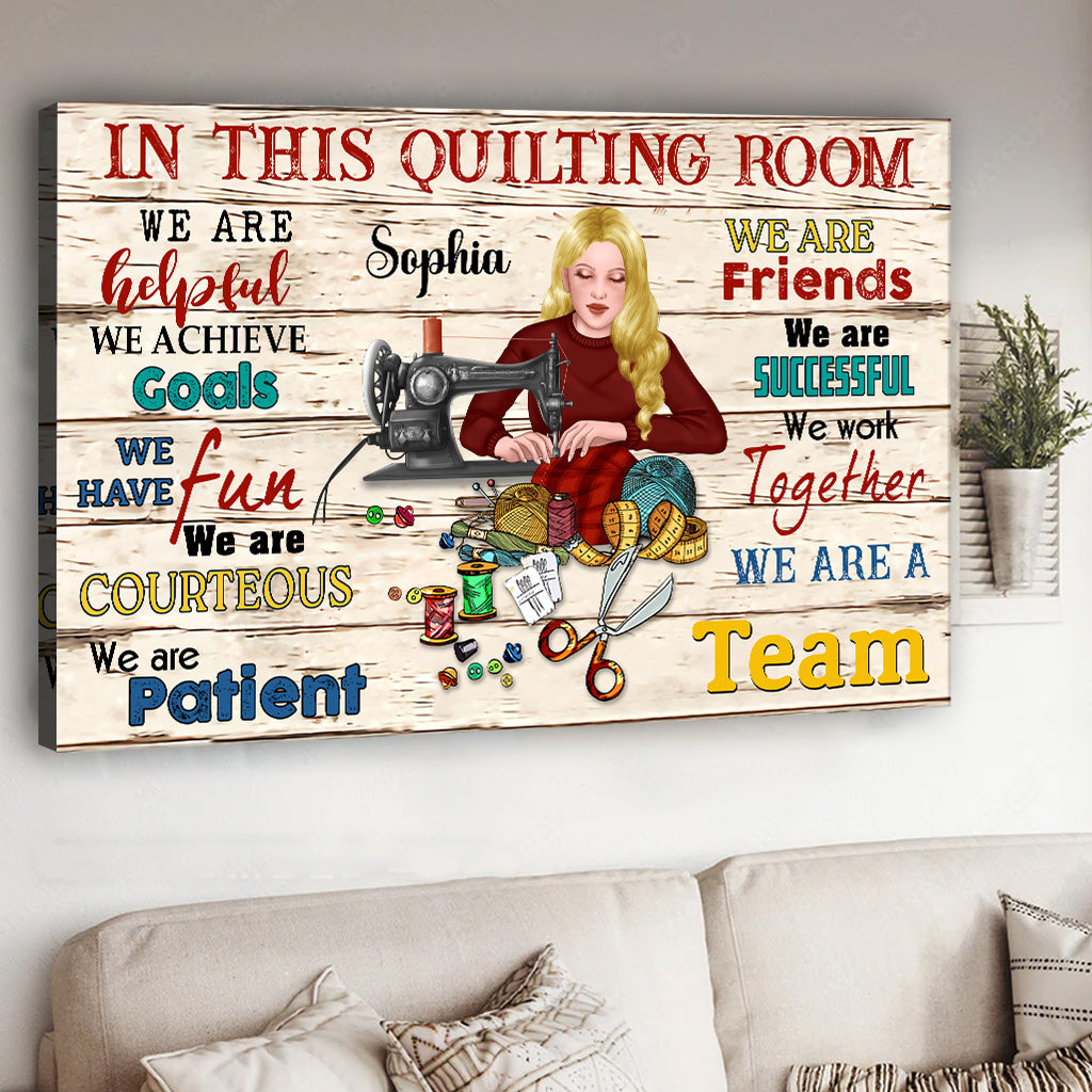 In This Quilting Room - Personalized Quilting Canvas And Poster