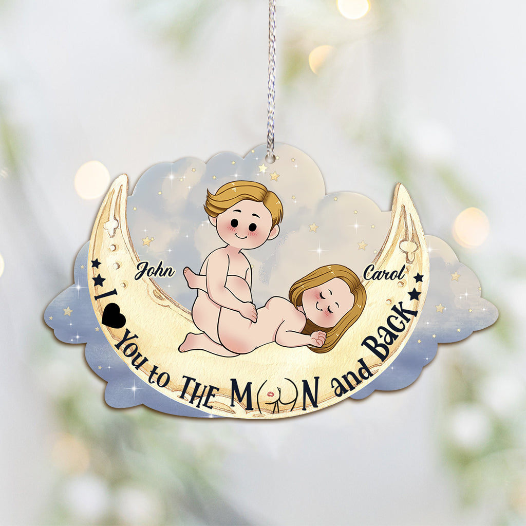 I Love You To The Moon And Back - Personalized Couple Ornament