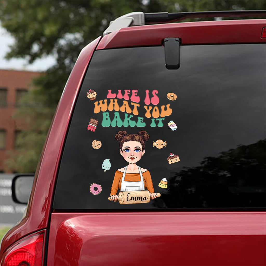 Life Is What You Bake It - Baking gift for mom, wife, her - Personalized Decal Die Cut