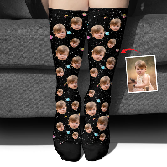 Custom Face Galaxy - Personalized granddaughter Socks
