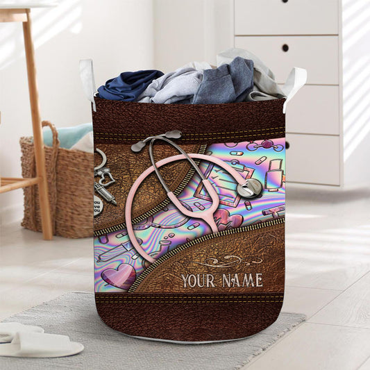 Pink Stethoscope - Personalized Nurse Storage Basket