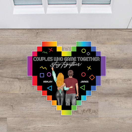 Couples Who Game Together Stay Together - Personalized Video Game Shaped Doormat
