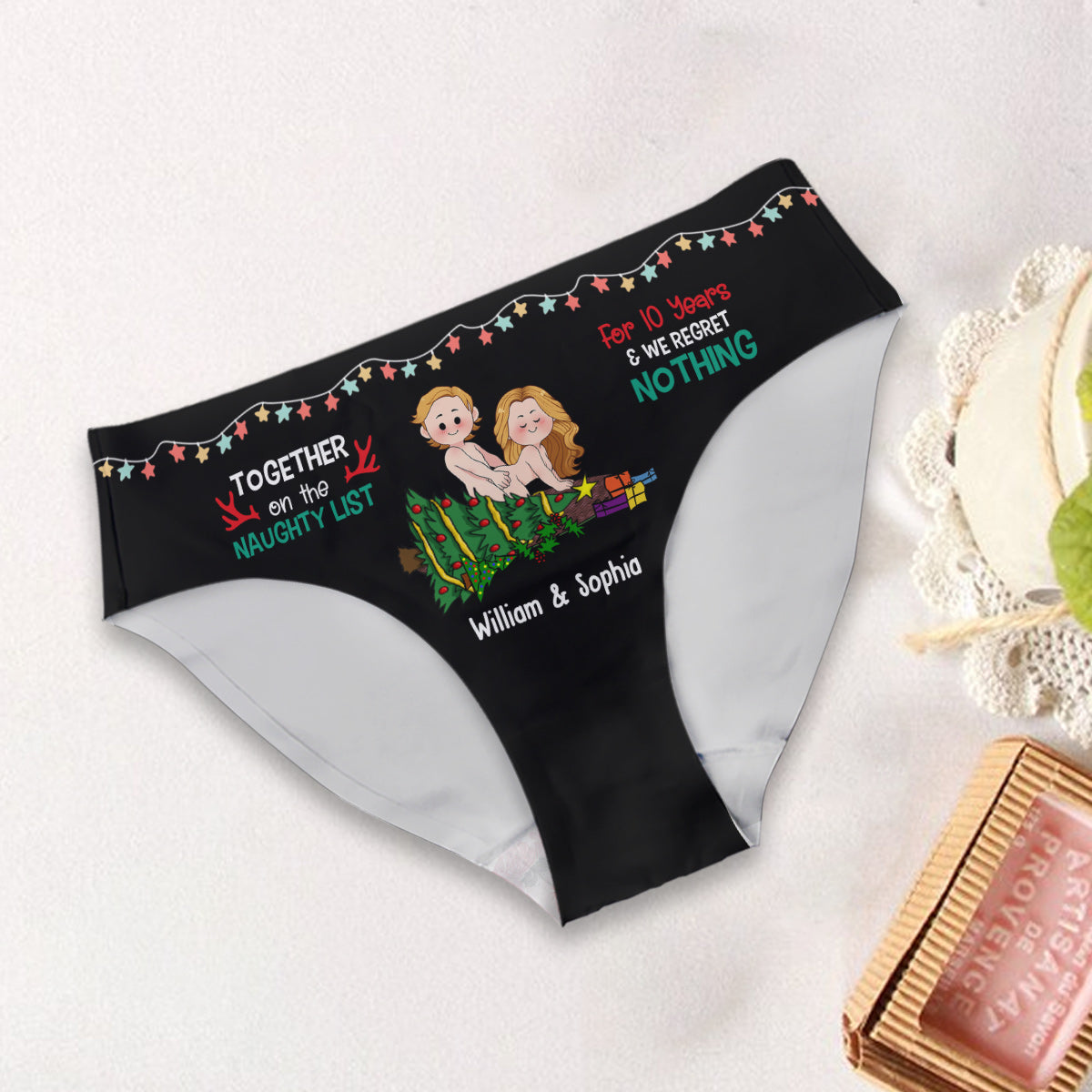 Together On The Naughty List - Personalized Couple Women Briefs & Men Boxer Briefs