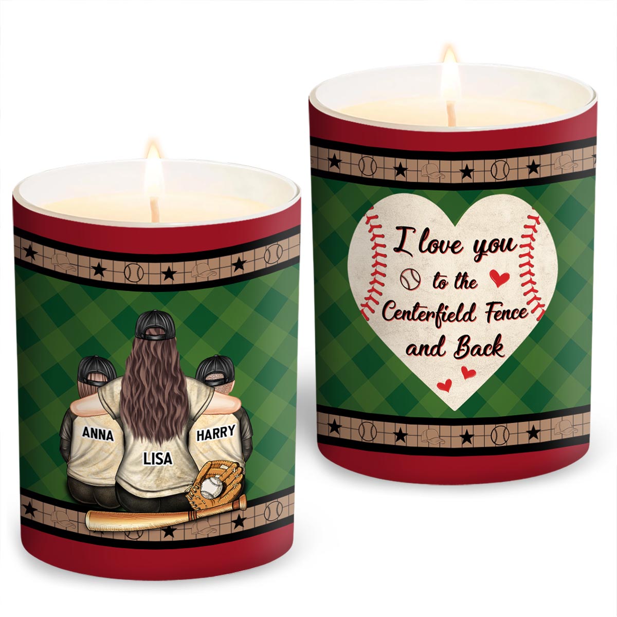 My Heart Is On That Field - Personalized Baseball Candle With Wooden Lid