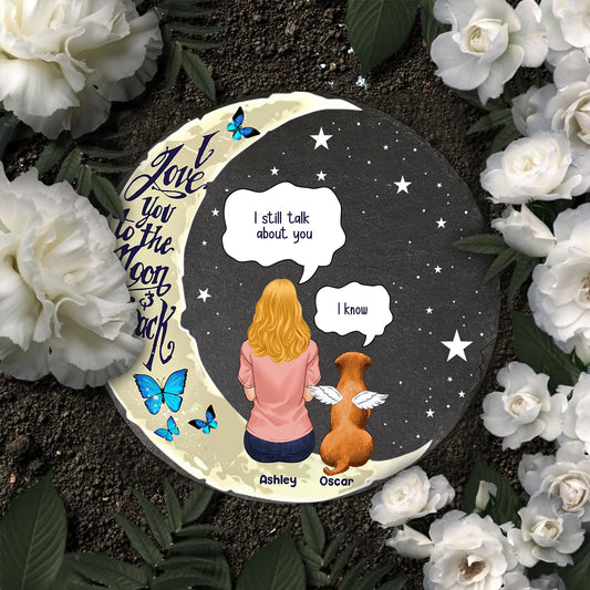 I Love You To The Moon And Back - Personalized Dog Round Shaped Stone