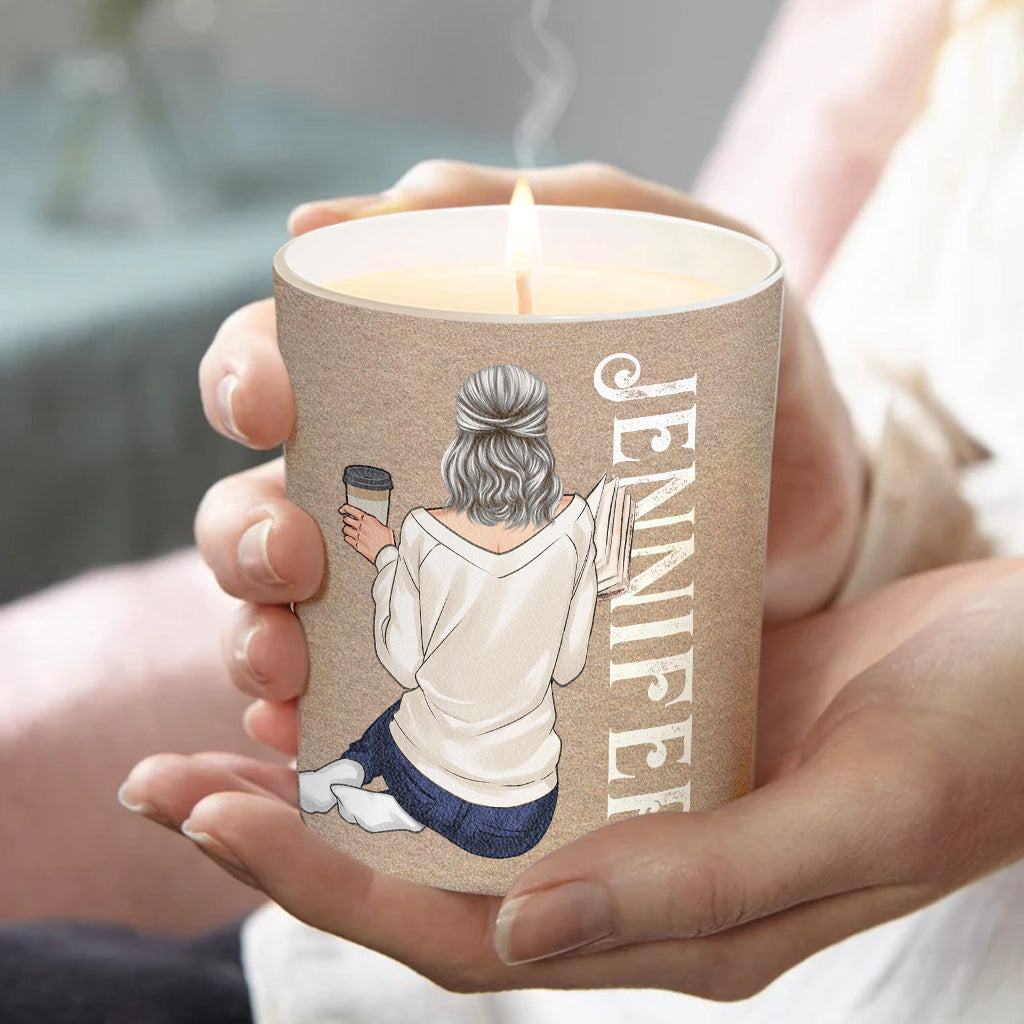Smells Like She's Reading Again - Personalized Book Candle With Wooden Lid
