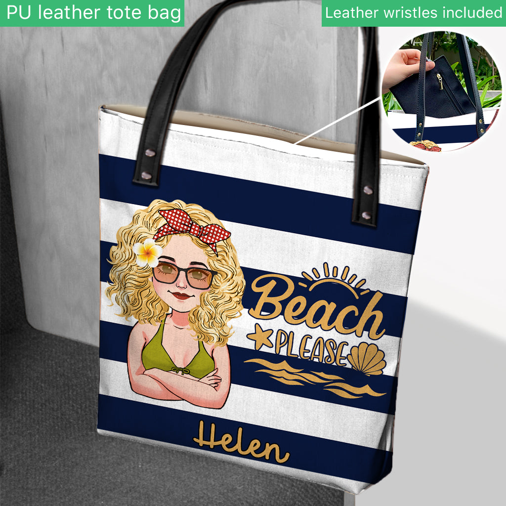 Beach Please - Personalized Sea Lover Tote Bag
