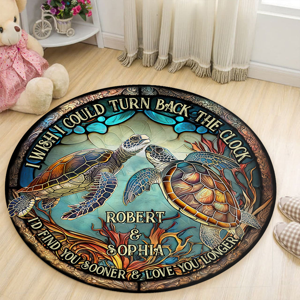 Turn Back The Clock - Personalized Turtle Round Rug