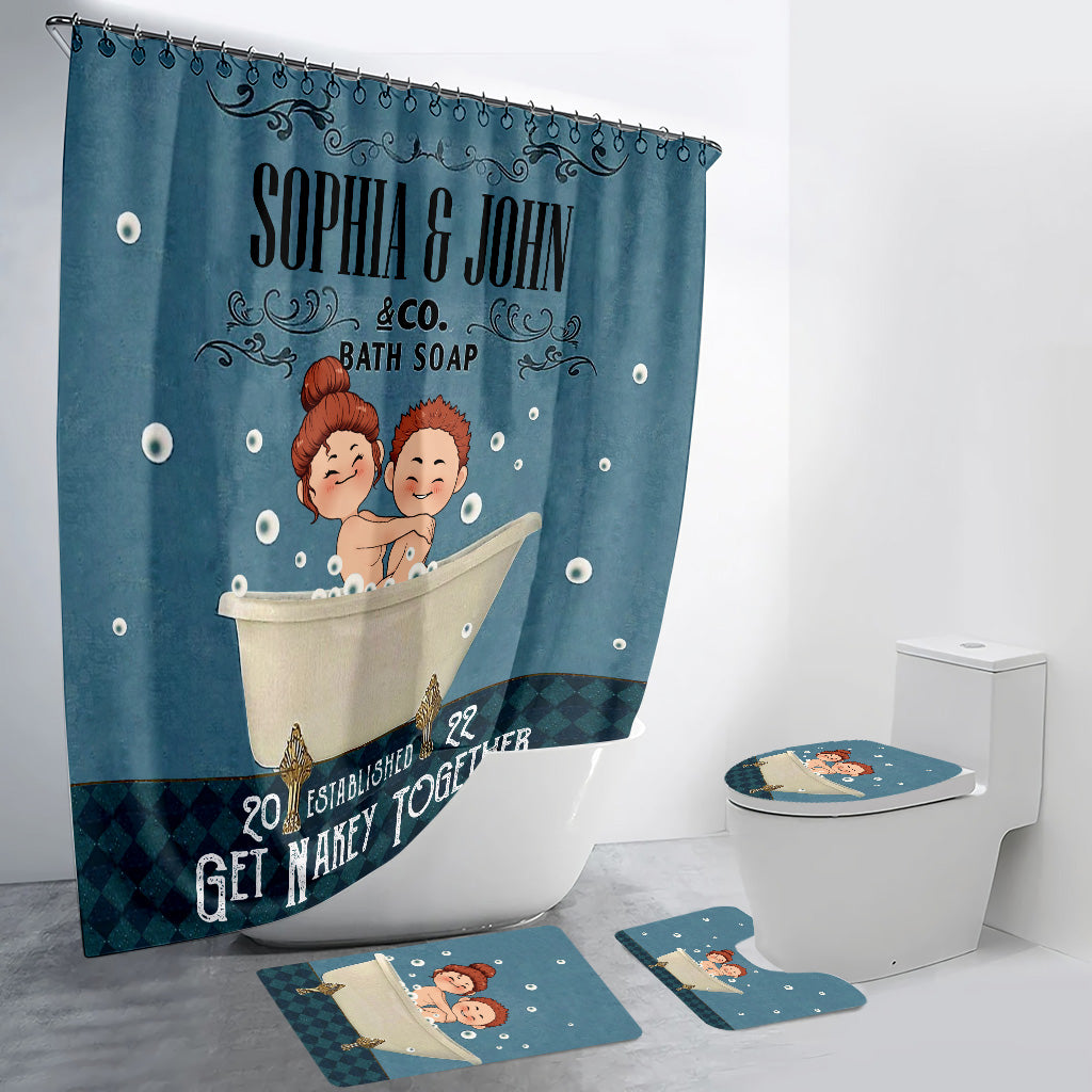 Get Nakey - Personalized Couple Bathroom Curtain & Mats Set