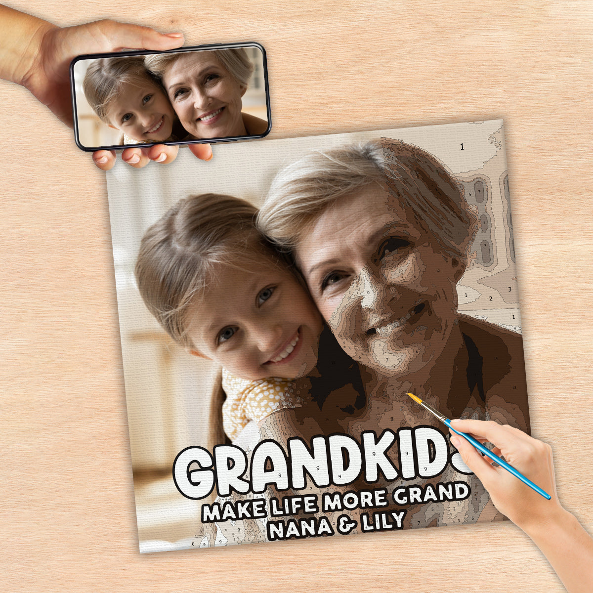 Grandkids Make Life More Grand - Personalized Grandma Paint By Numbers Kit