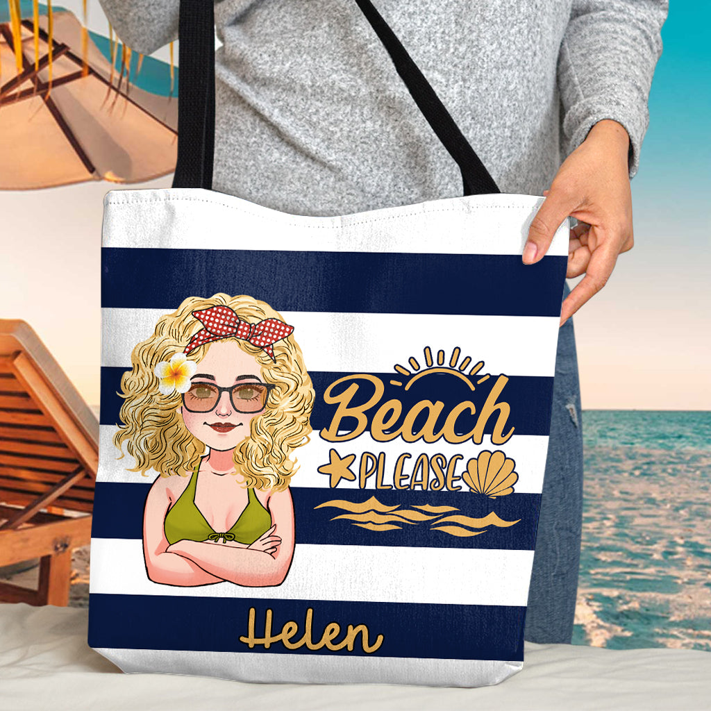 Beach Please - Personalized Sea Lover Tote Bag