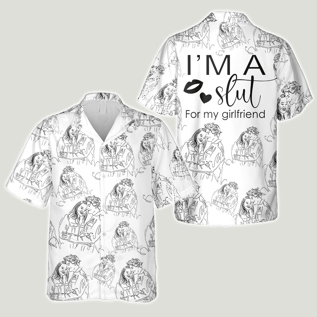 Custom Couple Line Drawing - Boyfriend and Girlfriend gift for boyfriend - Personalized Hawaiian Shirt