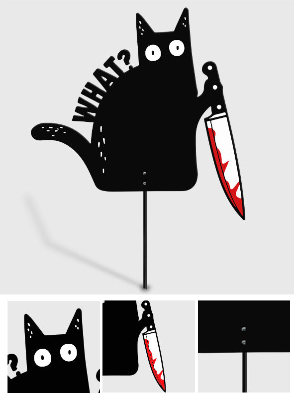 What? - Black Cat Metal Garden Art