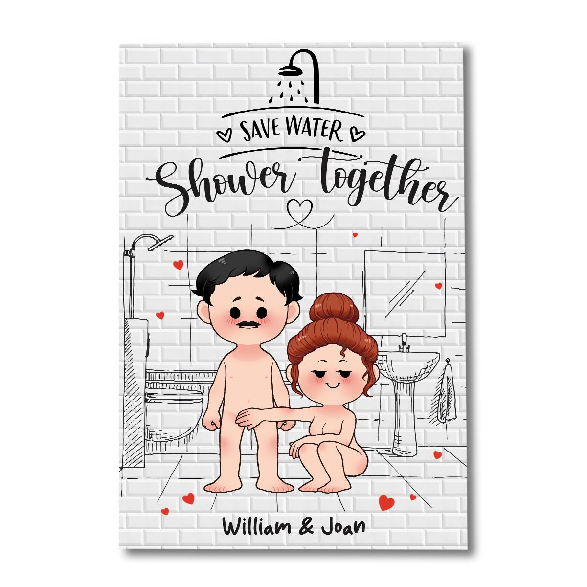Save Water Shower Together - Personalized Couple Canvas And Poster