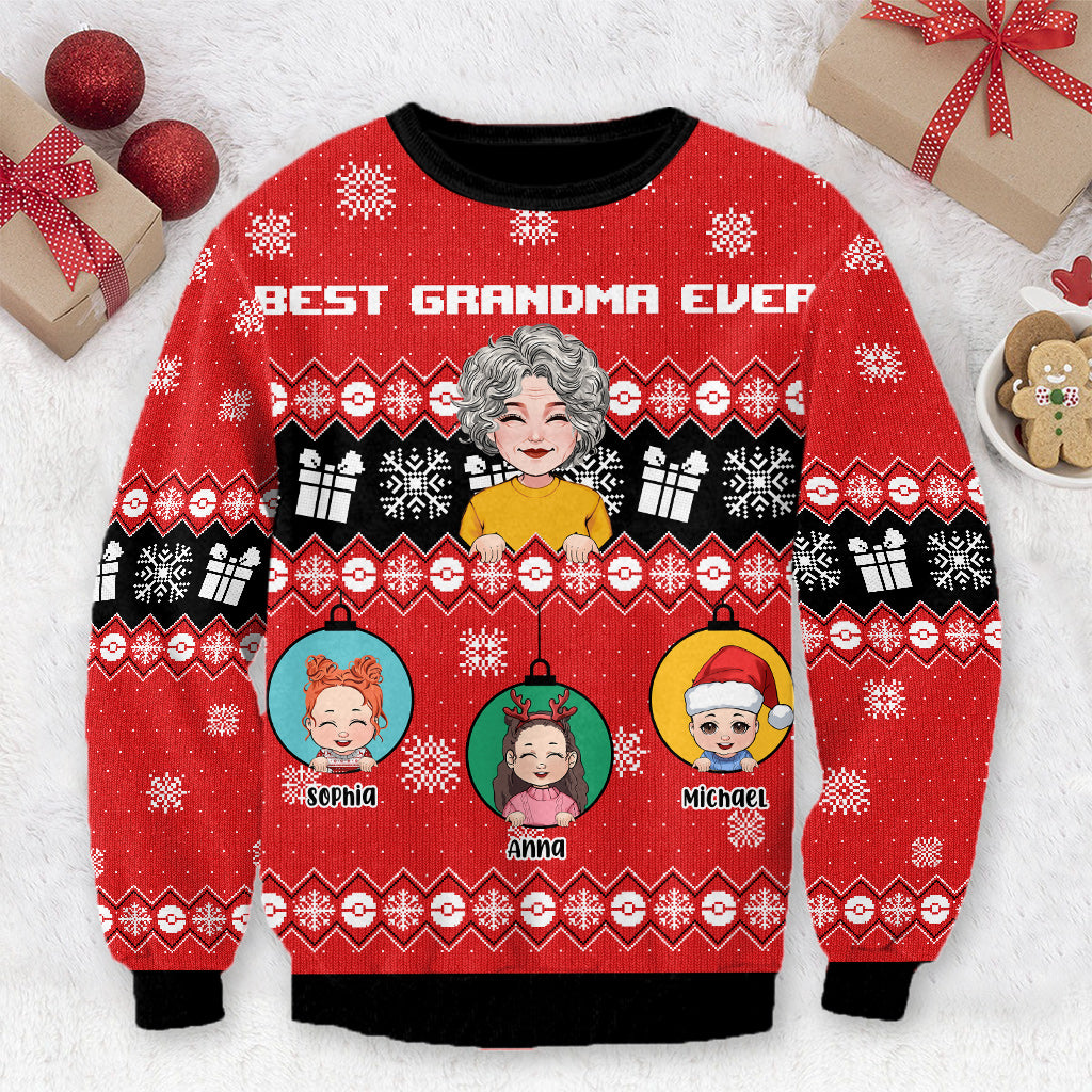Best Grandma Ever - Personalized Grandma Ugly Sweater
