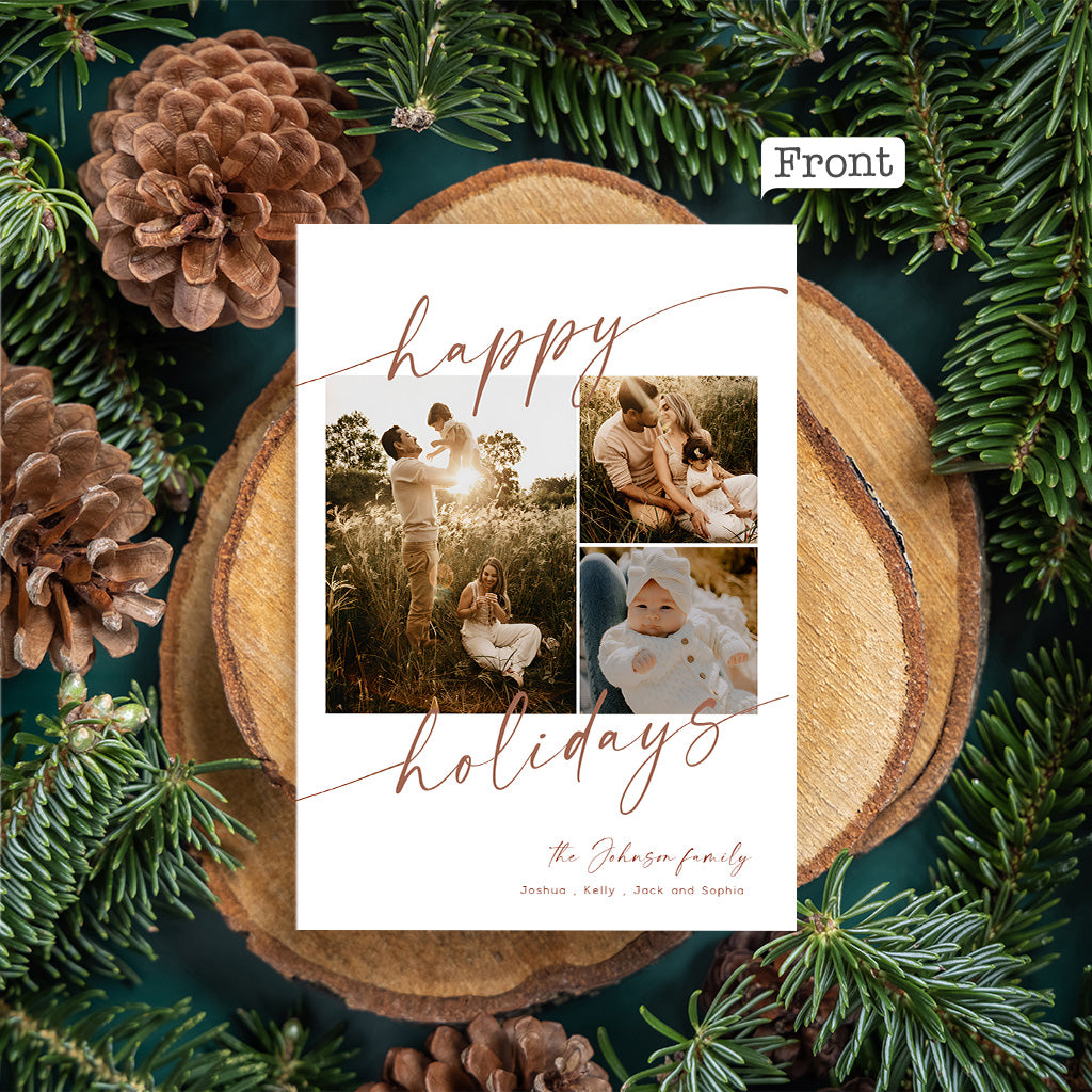 Happy Holidays Photo Collage - Personalized QR Greeting Card