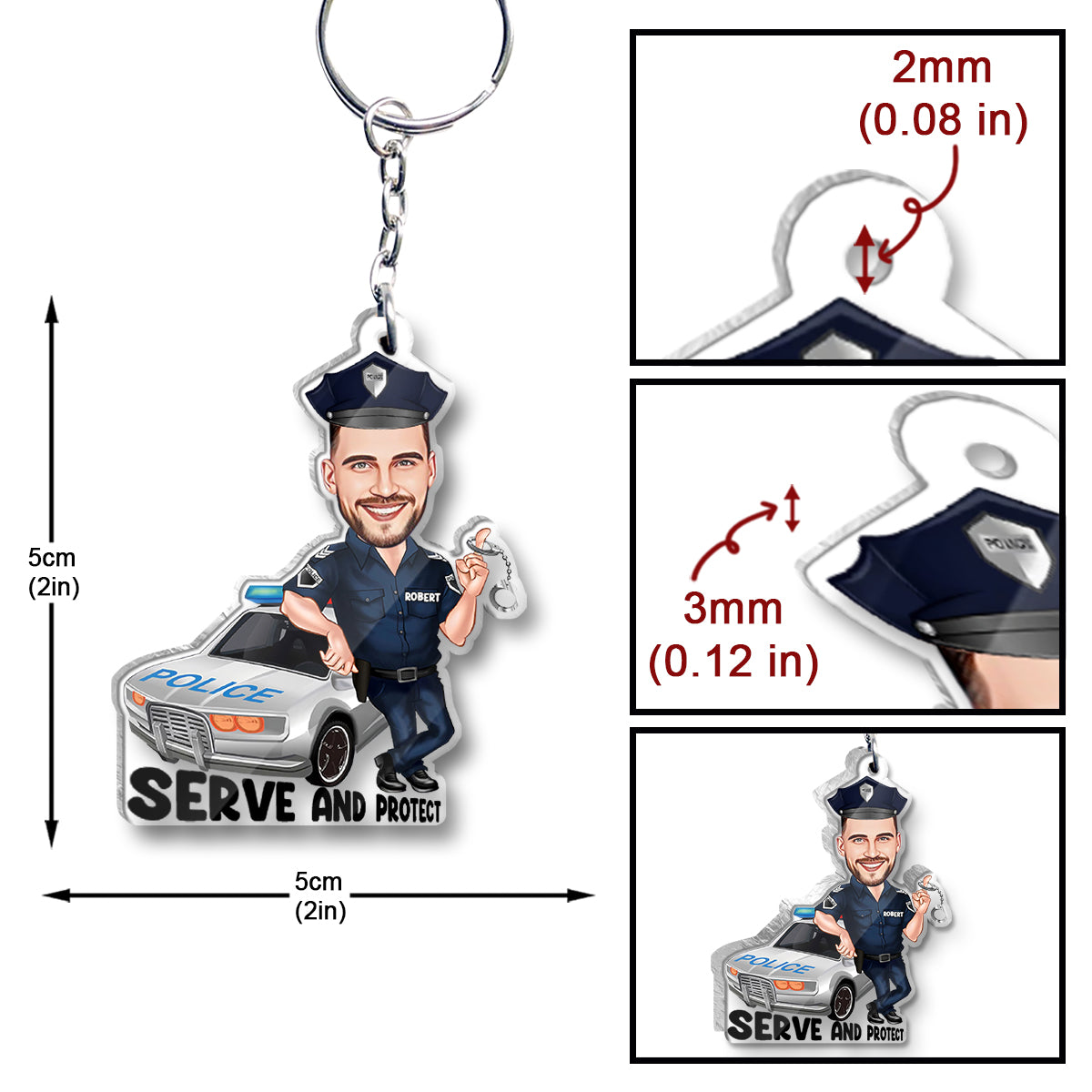 Serve And Protect - Personalized Police Officer Keychain