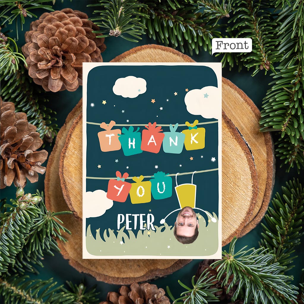 Thank You / I Love You - Photo Upload Hanging Man - Personalized Greeting Card