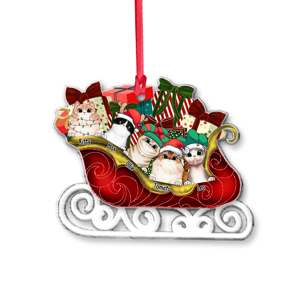Merry Christmas - Personalized Cat Transparent Ornament